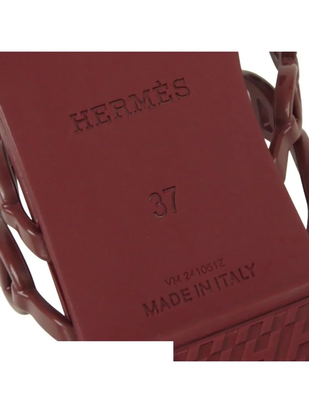 Hermes Island Bordeaux Rubber Chaine D'ancre Sandals